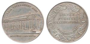 Silver Jubilee Celebrations of India Government Mint Alipore Calcutta., Silver Medal, the 