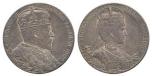 Edward VII Coronation Medal, Silver, bust of the Emperor to right on obv., bust of Queen A