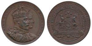 Edward VII Coronation Medal, Copper, conjoined bust of Edward VII and Queen Alexandra on o