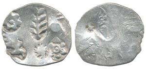 Punch-marked, Magadha Janapada, Silver Karshapana, 3.39g, five-symbols on obv. including s