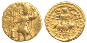 Kushanas, Vasudeva I (c. 192-225 AD), Gold ¼ Dinar, 1.70g, obv. king nimbate, diademed and