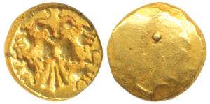 Vijayanagar, Achyuta Deva Raya (1529-1542 AD), Gold ½ Pagoda, 1.68g, Gandabherunda (2-head