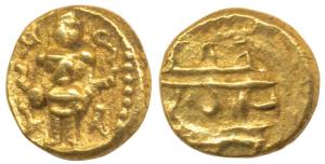 Vijayanagar, Venkitapati Raya III (1630-1641 AD), Gold ½ Pagoda, 1.68g, Tirupati Balaji / 