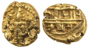 Vijayanagar, Venkitapati Raya III, Gold Pagoda, 3.4g, obv. Tirupati Balaji / Venkateshwara