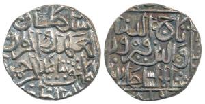 Taj ud- Din Firuz Shah, Silver Tanka, 10.6g, Hazrat Ahsanabad Mint, AH 816 (G&G BH63). Ext