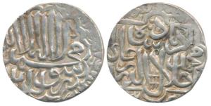 Akbar, Silver Rupee, 11.51g, Dar al Khilafa Jaunpur Mint, Kalima on obv. (KM 80.10). Broad
