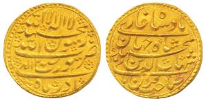 Shah Jahan (AH 1037-1068, 1628-1658 AD), Gold Mohur, 10.88g, Surat Mint, RY 2, Month Azar,