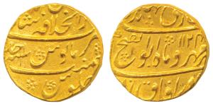 Jahandar Shah (AH 1124, 1712 AD), Gold Mohur, Dar-ul-Khilafat Shahjahanabad Mint, AH 1124/