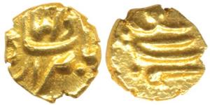 Jahandar Shah, Gold Fanam, Balapur Mint, complete legend Jahandar Shah on obv., complete m