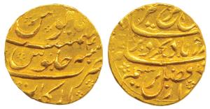 Farrukhsiyar (AH 1124-1131, 1713-1719 AD), Gold Mohur, 10.92g, Arkat Mint, RY 4, (KM 390.6