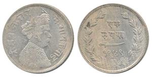 Sayaji Rao III (AH 1292-1357, 1875-1938 AD), Silver Rupee, VS 1949 (KM Y36). Very Fine, Sc