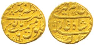 Mahaindrapur Mint, Gold Mohur, 10.77g, RY 6, in the name of Alamgir II, (KM 28). Very Fine