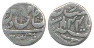 Mominabad Bindraban Mint, Silver ¼ Rupee, 2.53g, in the name of Shah Alam II, RY 44, katar