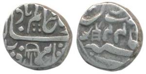 Mominabad Bindraban Mint, Silver ½ Rupee, 5.25g, in the name of Shah Alam II, RY 44, dagge