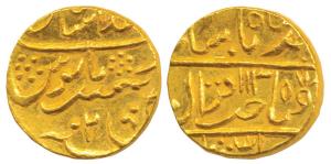 Daulat Rao (AH 1209-1243, 1795-1827 AD), Gold Mohur, 10.76g, Lashkar Mint, in the name of 