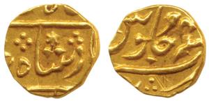 Gold Rupee or 1/15 Mohur, 0.78g, Surat Mint, in the name of Shah Alam II, RY 4X, privy mar