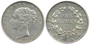 Victoria Queen, Silver Rupee, 1840, Madras Mint, continuous legend, English Head, ’S’ incu