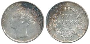 Victoria Queen, Silver Rupee, 1840, Calcutta Mint, continuous legend, English Head with co