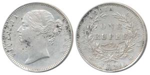 Victoria Queen, Silver Rupee, 1840, Madras Mint, divided legend, W.W.B, small fonts, 28 Be