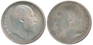 Edward, Silver Rupee, Error, Brockage, nice deep and complete lakhi impression on rev. Ext