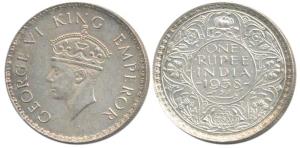 George VI, Silver Rupee, 1938, Bombay Mint, with dot. Nice toning, About Uncirculated, Rar