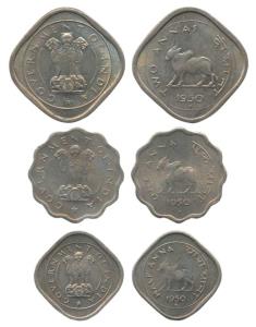 Cupro-Nickel set of 3, 2 Annas, Anna and ½ Anna, 1950. Nice toning, About Uncirculated, Sc