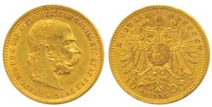 Austria, Franz Joseph I, Gold 10 Corona, 3.38g, 1905, (KM 2805). Extremely Fine.