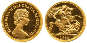 Great Britain, Elizabeth II, 1952, Gold sovereign, 8g, 1882, (KM-919). Proof, in superb Mi
