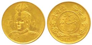 Iran, Sultan Ahmad Shah (1909-1925 AD), Gold Toman, 2.8g, AH 1340, uniformed bust of the k