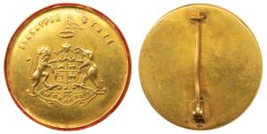 Bharatpur, Gold Badge, 20.4g, coat of arms of the state within an enameled red border on o