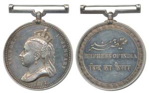 Victoria, Empress of India Silver Medal, portrait of Victoria wearing a veil and a coronet