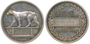 Army Rifle Association India, 23.6g, Lioness with N.I.R.A. 1863-86 in a decorative tablet 