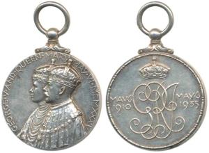 Silver Jubilee Medal of George V and Queen Mary, Silver, obv. conjoined bust of George V a