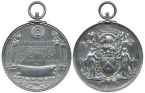 Viceroy Linlithgow’s Presentation Medal, Silver, 64.59g, coat of arms of the Viceroy on ob