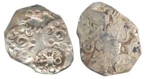 Punch-marked, Vidarbha Janapada, Silver ½ Karshapana, 1.65g, elephant to right, a turtle a