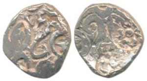 Punch-marked, Panchala Janapada (c. 400 BC), Silver ½ Karshapana, 2.12g, a composite symbo
