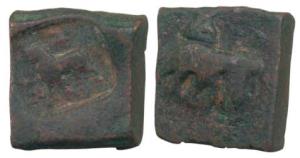 Taxila (c. 185-160 BC), Uninscribed die-struck Copper Karshapana, 11.51g, punch-marked wit