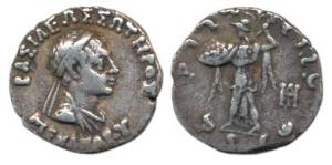 Indo-Greeks, Menander I, Silver Drachm, 2.28g, Bilingual series, obv. diademed and draped 