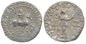 Indo-Scythians, Azes I, Silver Tetradrachm, 9.46g, king mounted on a horse to right holdin