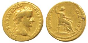Roman Empire, Tiberius (14-37 AD), Gold Aureus, 7.8g, laureate bust of the king facing rig