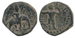 Kushanas, Huvishka (c. 151-190 AD), Copper Unit, 12.77g, king holding ankush, riding an el