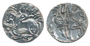 Hindu Shahis of Kabul and Ohinda, Samantadeva (c. 850-1,000 AD), Silver Drachma, 3.3g, obv