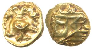 Vijayanagar, Achyuta Deva Raya (1529-1542 AD), Gold ½ Pagoda, 1.68g, Gandabherunda (2-head