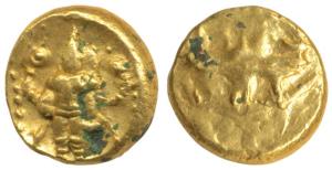 Vijayanagar, Venkitapati Raya III (1630-1641 AD), Gold Pagoda, 3.39g, Tirupati Balaji / Ve