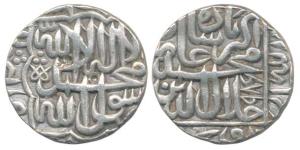 Akbar, Silver Rupee, 11.35g, Agra Mint, AH 986, Kalima on obv. (KM 80.1). Extremely Fine.