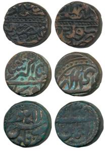 Akbar, Copper Dam, 20.56g, Dar-ul-Sultanate Ahmedabad Mint, AH 982, a small spear symbol o