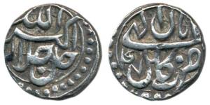 Akbar, Silver ½ Rupee, 5.64g, Kabul Mint, Ilahi type, Month Aban, Year 47 (KM 66.2). Very 