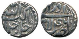 Akbar, Silver ½ Rupee, 5.66g, Lahore Mint, Ilahi type, Month Azar, Year 46 (KM 66.3). Very