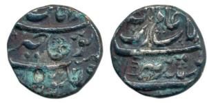 Aurangzeb, Silver ½ Rupee, 5.44g, Aurangabad Mint, mint name at top (KM 294.25). Very Fine