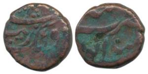 Aurangzeb, Copper ½ Paisa, 6.2g, Mailapur Mint (KM 283.5). Very Fine, Rare.